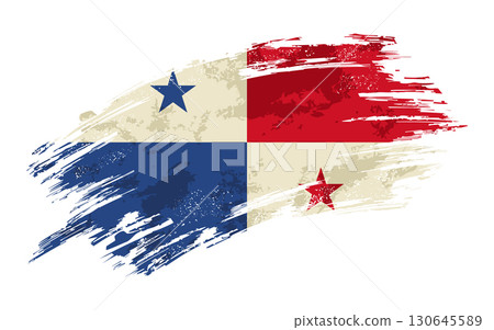 Panama flag grunge brushstroke texture background. Vector illustration. 130645589