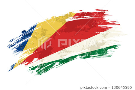 Seychelles flag grunge brushstroke texture background. Vector illustration. 130645590