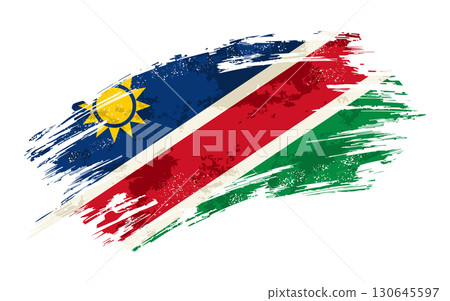 Namibian flag grunge brushstroke texture background. Vector illustration. 130645597
