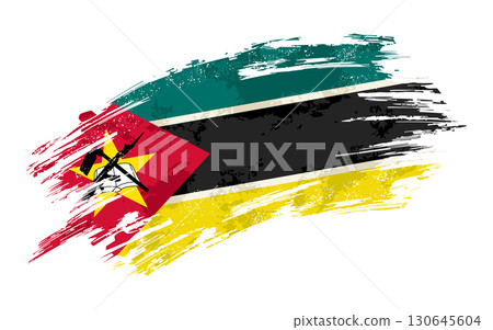 Mozambique flag grunge brushstroke texture background. Vector illustration. 130645604
