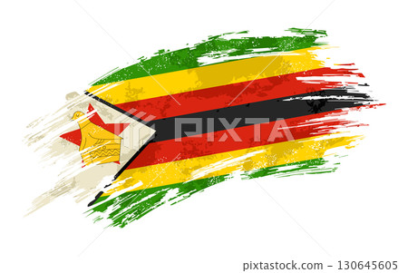 Zimbabwean flag grunge brushstroke texture background. Vector illustration. 130645605