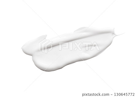 A sample of a white cosmetic moisturizer or anti-aging cream. Isolated on a white background. A sample of a white cosmetic moisturizer or anti-aging cream. Isolated on a white background. 130645772