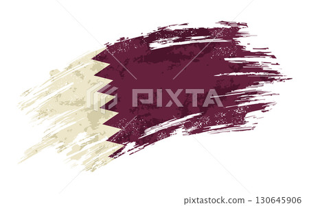 Qatari flag grunge brushstroke texture background. Vector illustration. 130645906