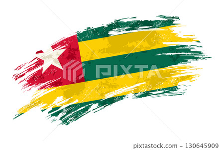Togolese flag grunge brushstroke texture background. Vector illustration. Togolese flag grunge brushstroke texture background. Vector illustration. 130645909