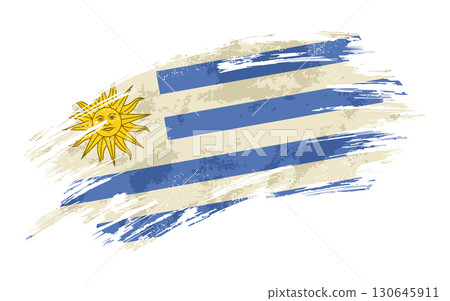 Uruguayan flag grunge brushstroke texture background. Vector illustration. 130645911