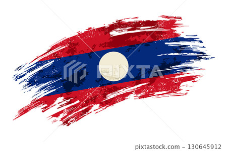 Laotian flag grunge brushstroke texture background. Vector illustration. 130645912