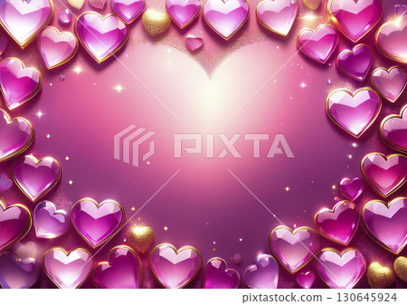 Transparent sparkling pink heart frame 130645924