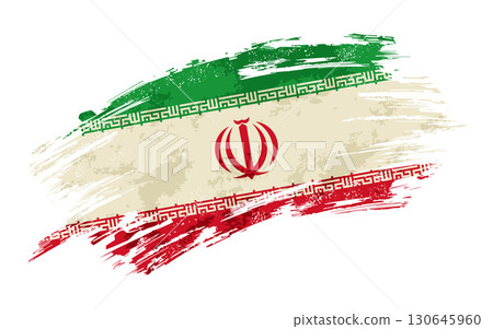 Iranian flag grunge brushstroke texture background. Vector illustration. 130645960