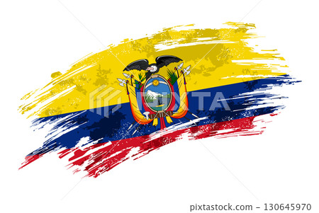 Ecuadorian flag grunge brushstroke texture background. Vector illustration. Ecuadorian flag grunge brushstroke texture background. Vector illustration. 130645970