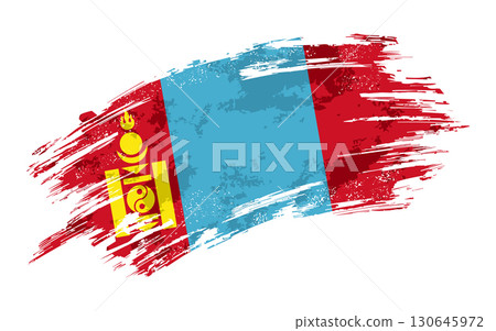 Mongolian flag grunge brushstroke texture background. Vector illustration. Mongolian flag grunge brushstroke texture background. Vector illustration. 130645972