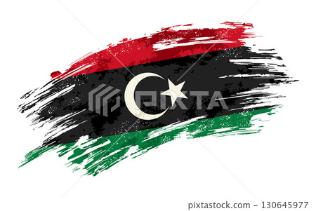 Libyan flag grunge brushstroke texture background. Vector illustration. Libyan flag grunge brushstroke texture background. Vector illustration. 130645977