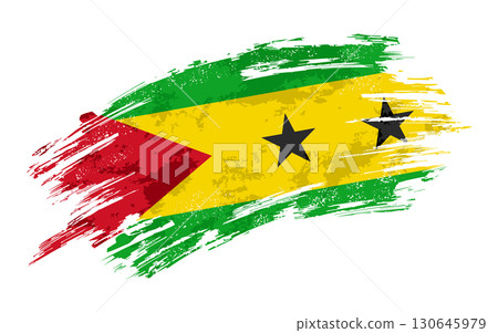 Sao Tome and Principe flag grunge brushstroke texture background. Vector illustration. 130645979