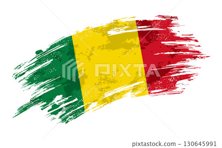 Malian flag grunge brushstroke texture background. Vector illustration. 130645991