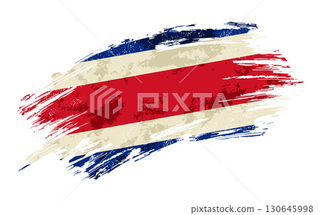 Costa Rican flag grunge brushstroke texture background. Vector illustration. Costa Rican flag grunge brushstroke texture background. Vector illustration. 130645998
