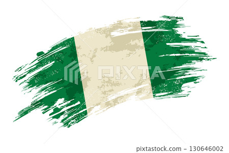 Nigerian flag grunge brushstroke texture background. Vector illustration. 130646002