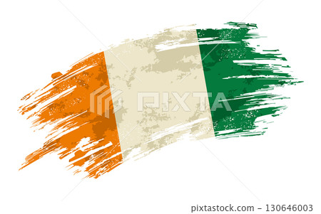 Ivory Coast flag grunge brushstroke texture background. Vector illustration. 130646003