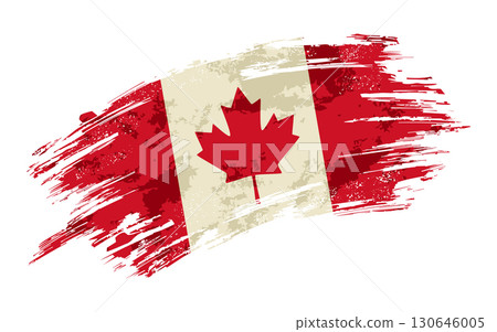 Canadian flag grunge brushstroke texture background. Vector illustration. 130646005