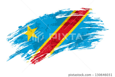Congolese flag grunge brushstroke texture background. Vector illustration. 130646031