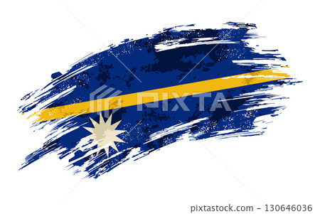 Nauru flag grunge brushstroke texture background. Vector illustration. 130646036