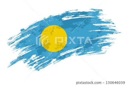 Palauan flag grunge brushstroke texture background. Vector illustration. 130646039