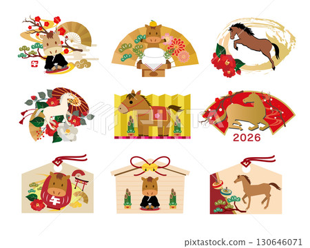 新年賀卡2026年馬年材料 130646071