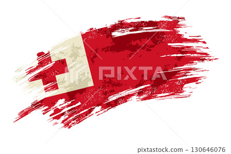 Tonga flag grunge brushstroke texture background. Vector illustration. 130646076