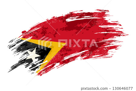 Timor-Leste flag grunge brushstroke texture background. Vector illustration. 130646077