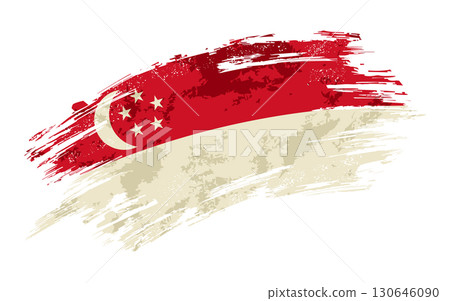 Singaporean flag grunge brushstroke texture background. Vector illustration. Singaporean flag grunge brushstroke texture background. Vector illustration. 130646090