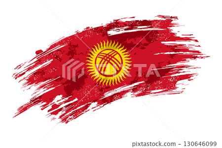 Kyrgyzstani flag grunge brushstroke texture background. Vector illustration. 130646099
