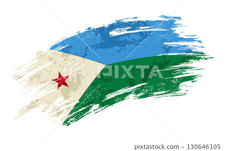 Djibouti flag grunge brushstroke texture background. Vector illustration. 130646105