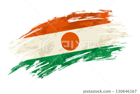 Niger flag grunge brushstroke texture background. Vector illustration. Niger flag grunge brushstroke texture background. Vector illustration. 130646167