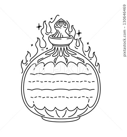 Magic potion glass bottle kids memo note frame. Scrapbook vector memo note, diary frame. Children to do list outline checklist or schedule template with fire spell magic elixir bottle or flask Magic potion glass bottle kids memo note frame. Scrapbook vector memo note, diary frame. Children to do list outline checklist or schedule template with fire spell magic elixir bottle or flask 130646469