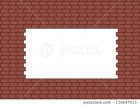 A rectangular frame made of misaligned red bricks A rectangular frame made of misaligned red bricks 130647013