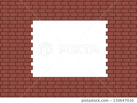 由錯位的紅磚砌成的方形框架 由錯位的紅磚砌成的方形框架 130647016