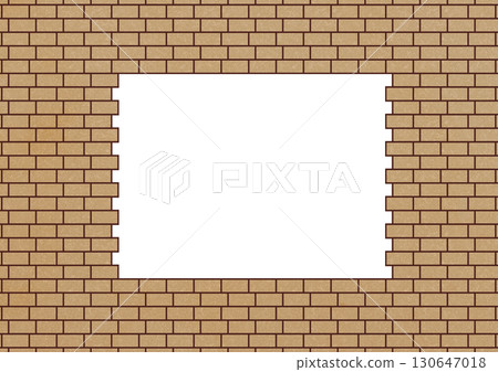 A square frame made of misaligned yellow bricks 130647018
