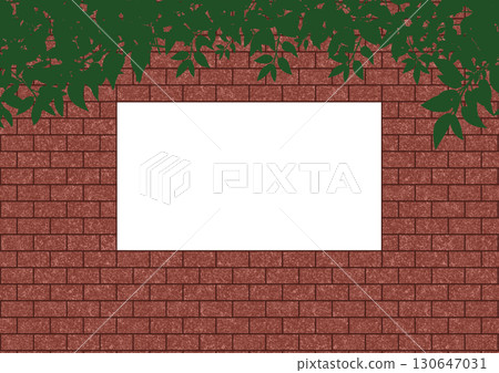 A rectangular frame made of red bricks with neatly stacked plants hanging over it A rectangular frame made of red bricks with neatly stacked plants hanging over it 130647031