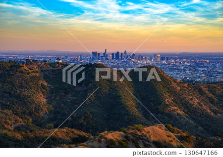 Griffith Observatory and Los Angeles Skyline at Sunset from Mount Lee Griffith Observatory and Los Angeles Skyline at Sunset from Mount Lee 130647166