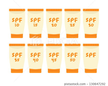Sunscreen cream illustration set Sunscreen cream illustration set 130647292