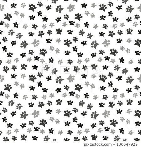Dog paw print seamless pattern on white background Dog paw print seamless pattern on white background 130647922