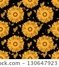 Seamless pattern with sunflowers. Abstract floral background. 130647923