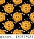 Seamless pattern with sunflowers. Abstract floral background. 130647924