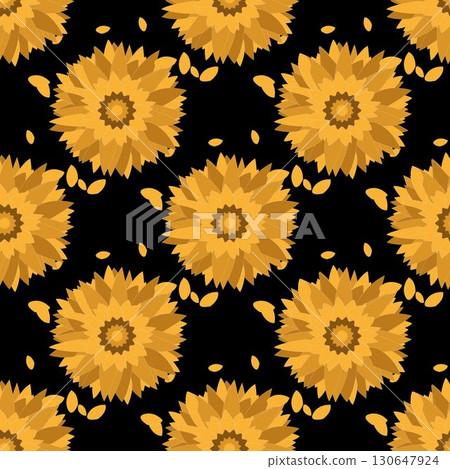 Seamless pattern with sunflowers. Abstract floral background. 130647924