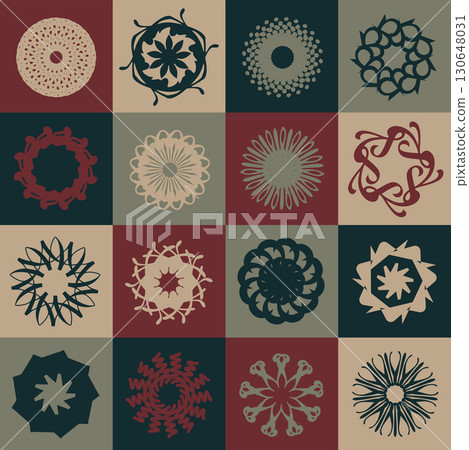 16 types of unique flower shapes, suitable decoration and design details, background. Ability to change color, limitless expansion, and a sense of creativity 16 types of unique flower shapes, suitable decoration and design details, background. Ability to change color, limitless expansion, and a sense of creativity 130648031
