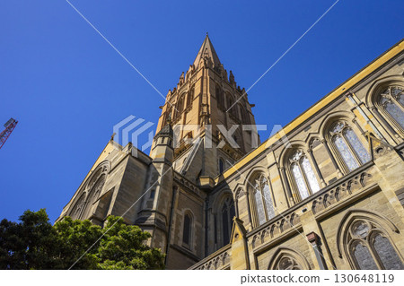 Beautiful spires of St. Paul's Cathedral in Downtown Melbourne, Australia  130648119