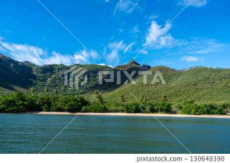 Remote beach in Hakaui Bay, Nuku Hiva, Marquesas Islands, French Polynesia 130648390