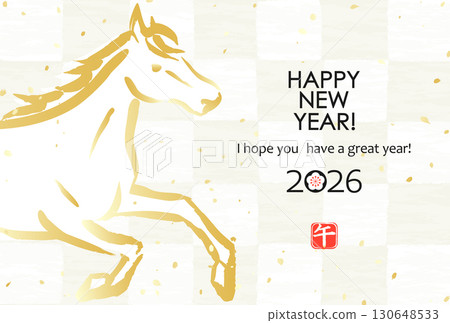 2026日本新年材料：馬的格子圖案 130648533