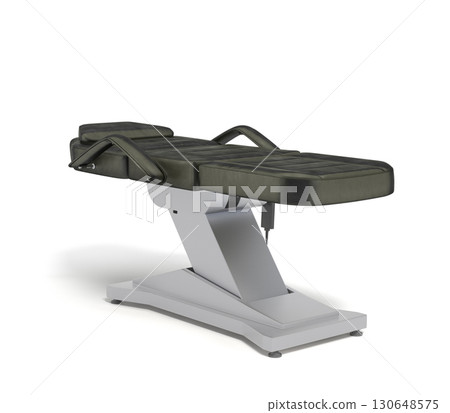 new black leather cosmetology chair with adjustable positions perspective view 3d render on white 130648575