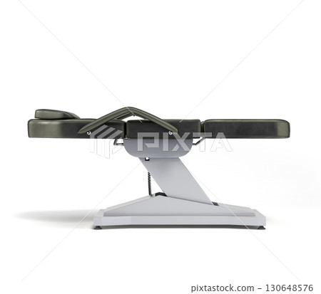 new black leather cosmetology chair with adjustable positions right view 3d render on white 130648576