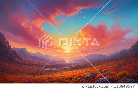 清晨陽光下的山 130649557