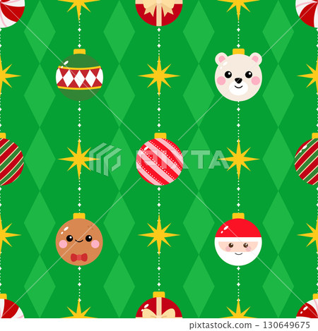 Cute Christmas baubles decoration seamless pattern background 130649675